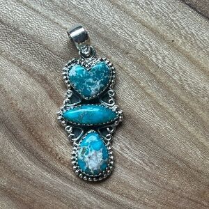 925 Stamped SS White Water Turquoise Pendant